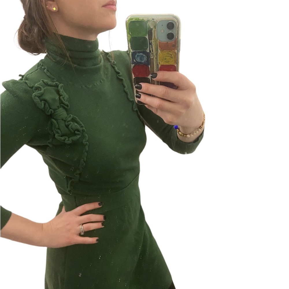 Red Valentino GREEN knit runway dress - small